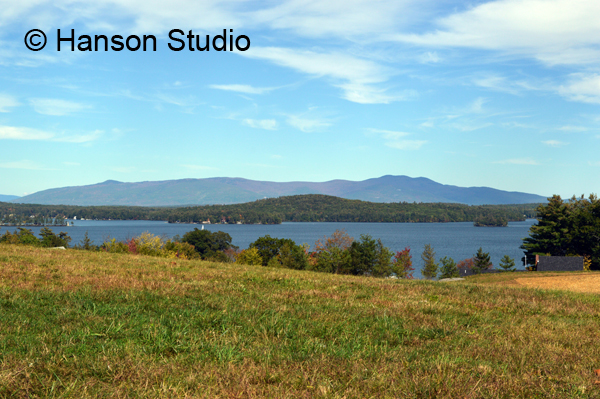 Weirs Beach, NH - Lake Winnipesaukee from Field above Weirs Beach